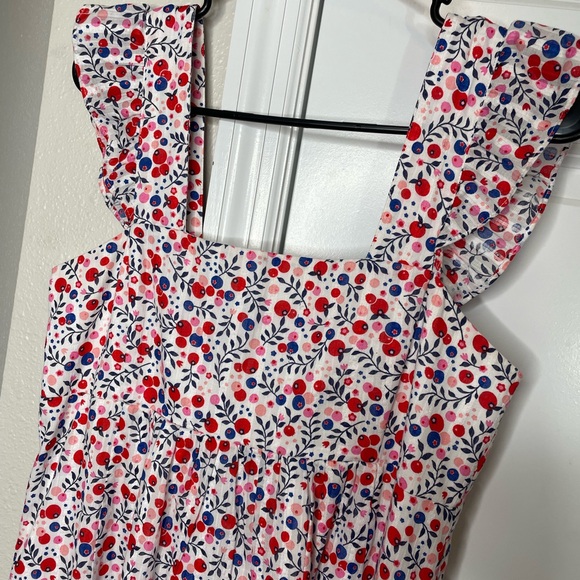 Draper James Floral Sundress XS Cotton Ruffle Strap Summer Dress - Picture 2 of 8